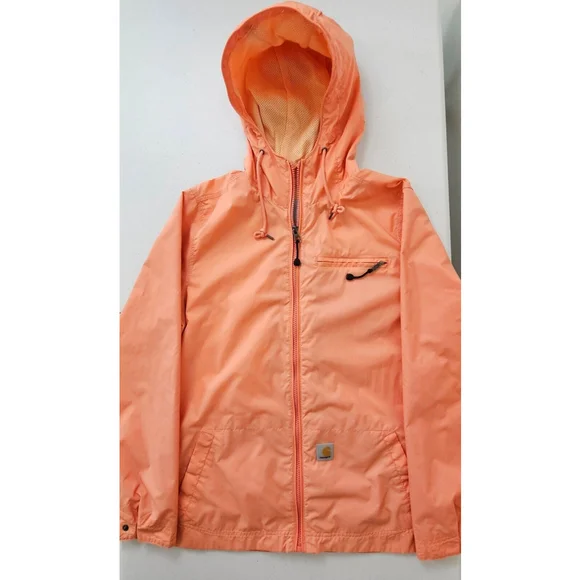 Carhartt Womens Rockford Windbreaker Jacket Rain Coat Coral Full Zip Hooded XS - Picture 13 of 16